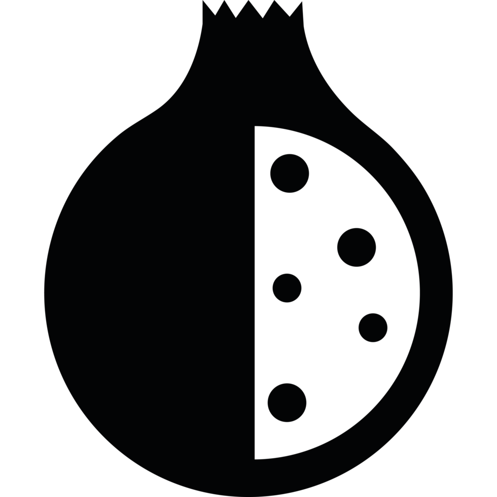 A black and white image of a pomegranate png