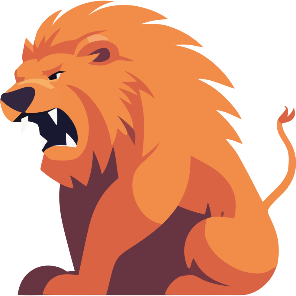 An orange lion with its mouth open png