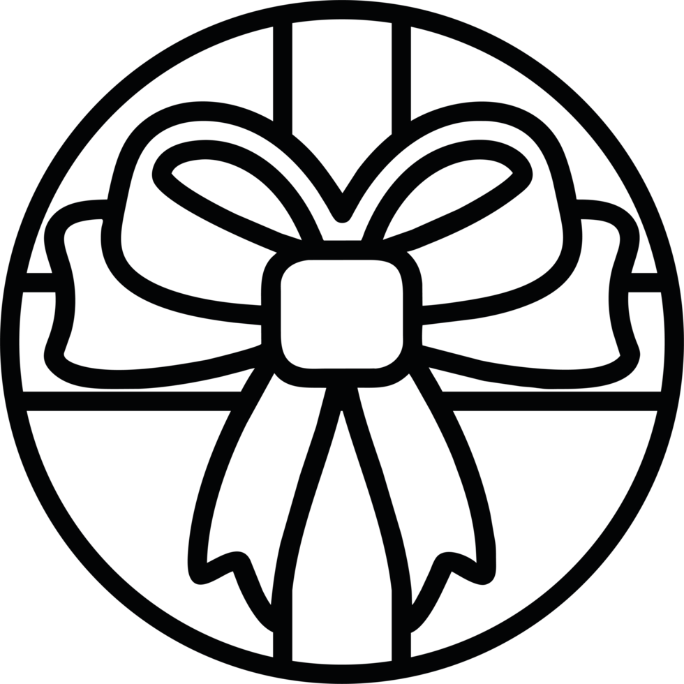 A black and white image of a bow in a circle png