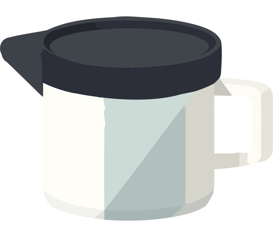 A white and black coffee pot with a lid png
