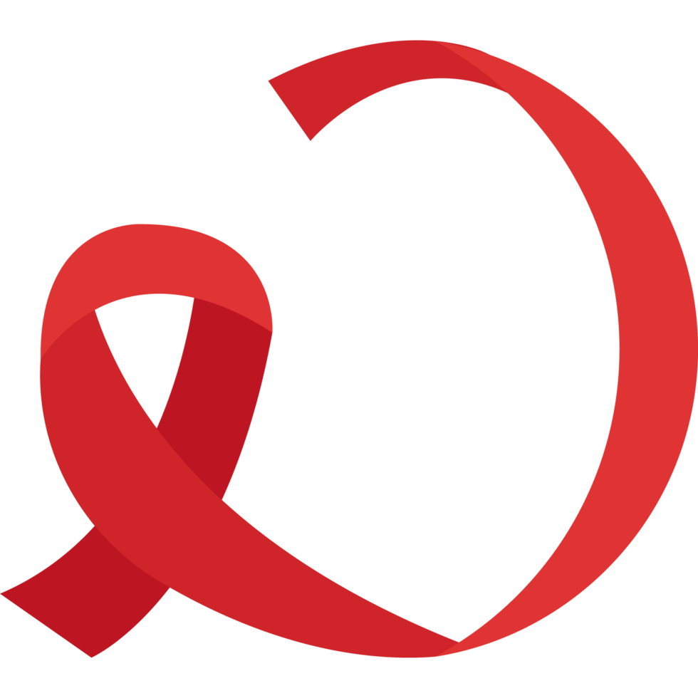 Red ribbon in heart shape png