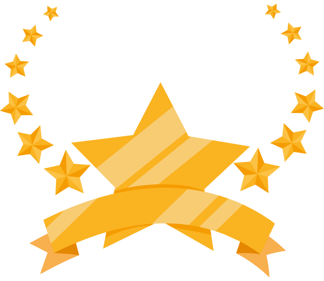 A star with a ribbon and stars on it png