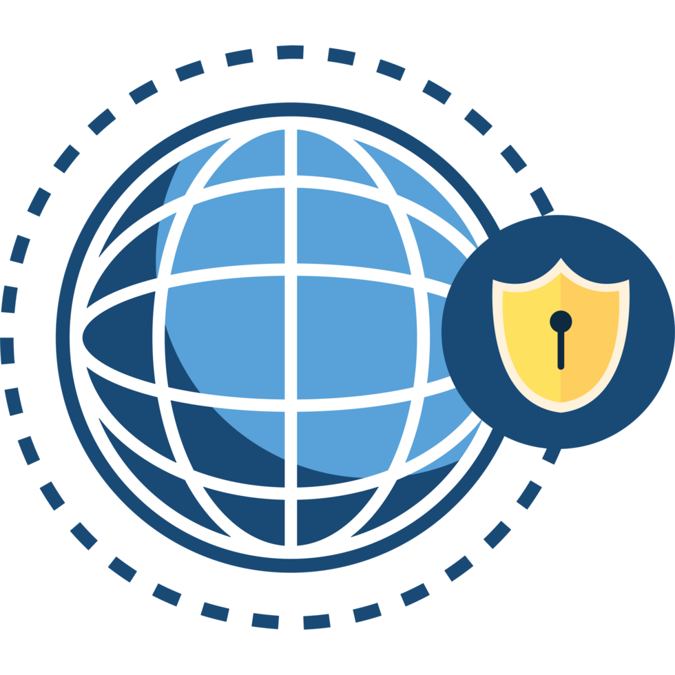 The globe with a shield and a padlock png