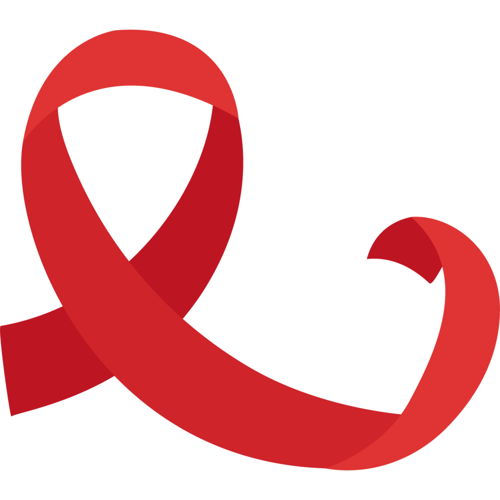 Red ribbon with a heart shape png