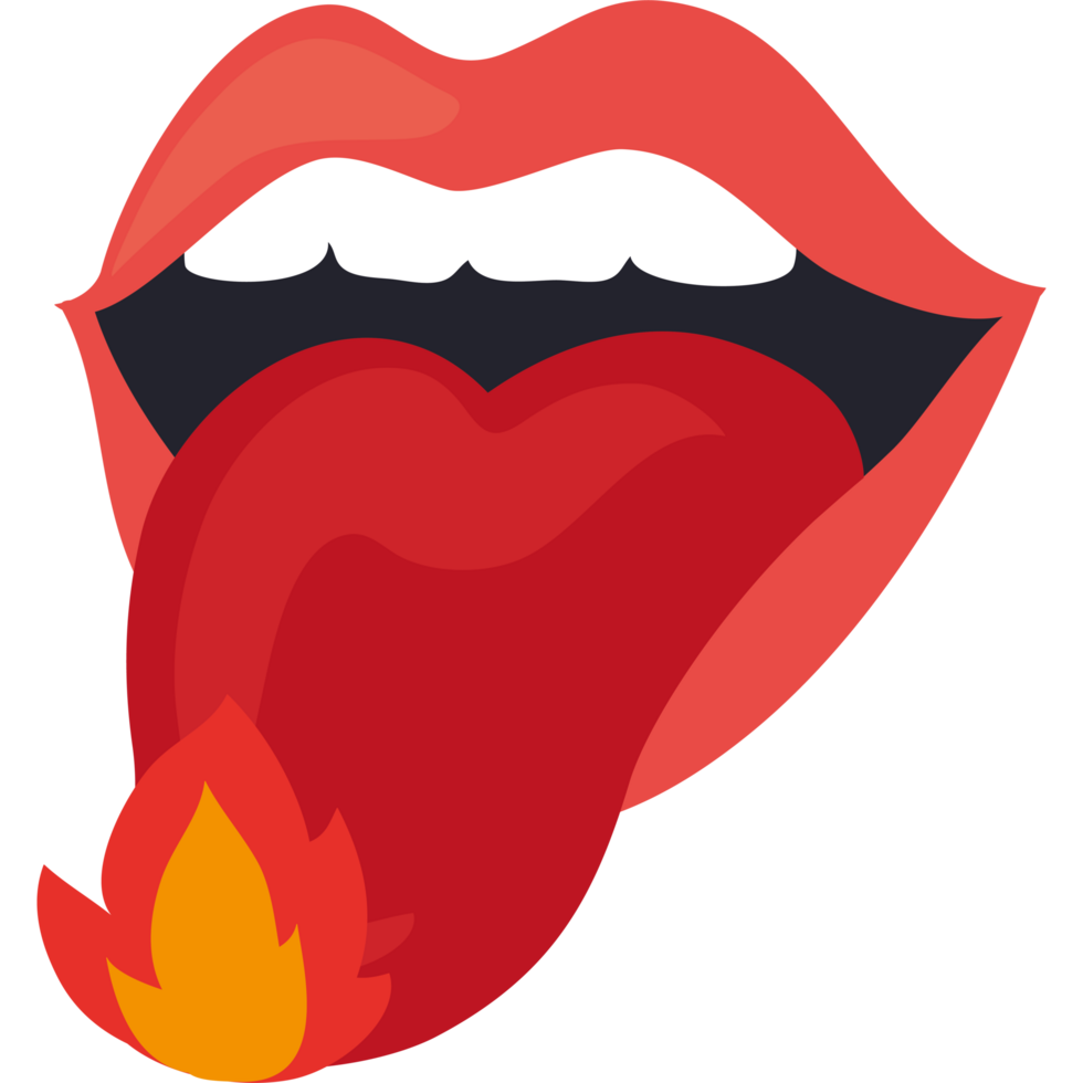 A tongue with fire coming out of it png