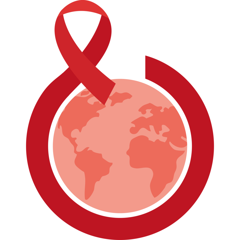Red ribbon on a globe png