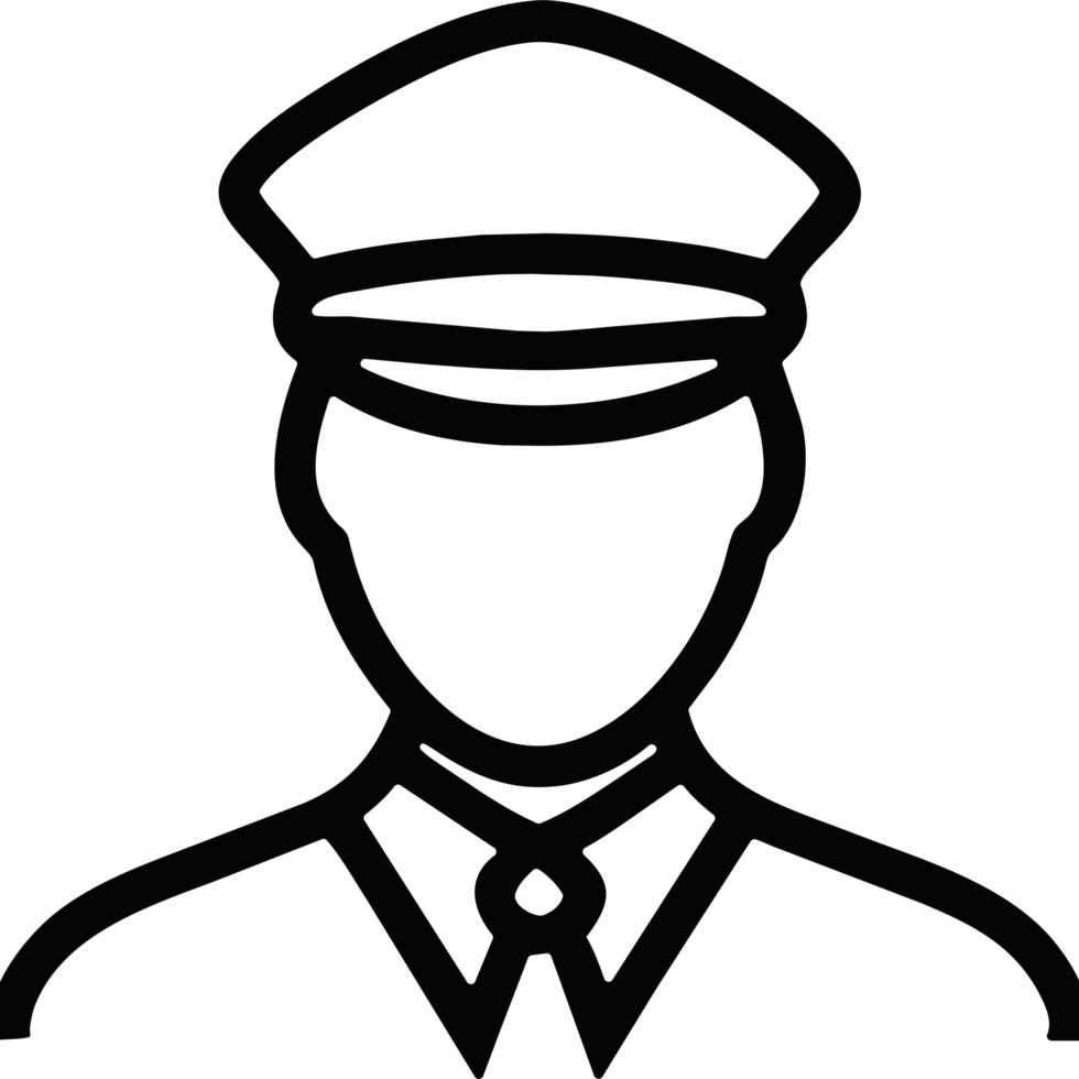 A black and white silhouette of a man in a uniform png
