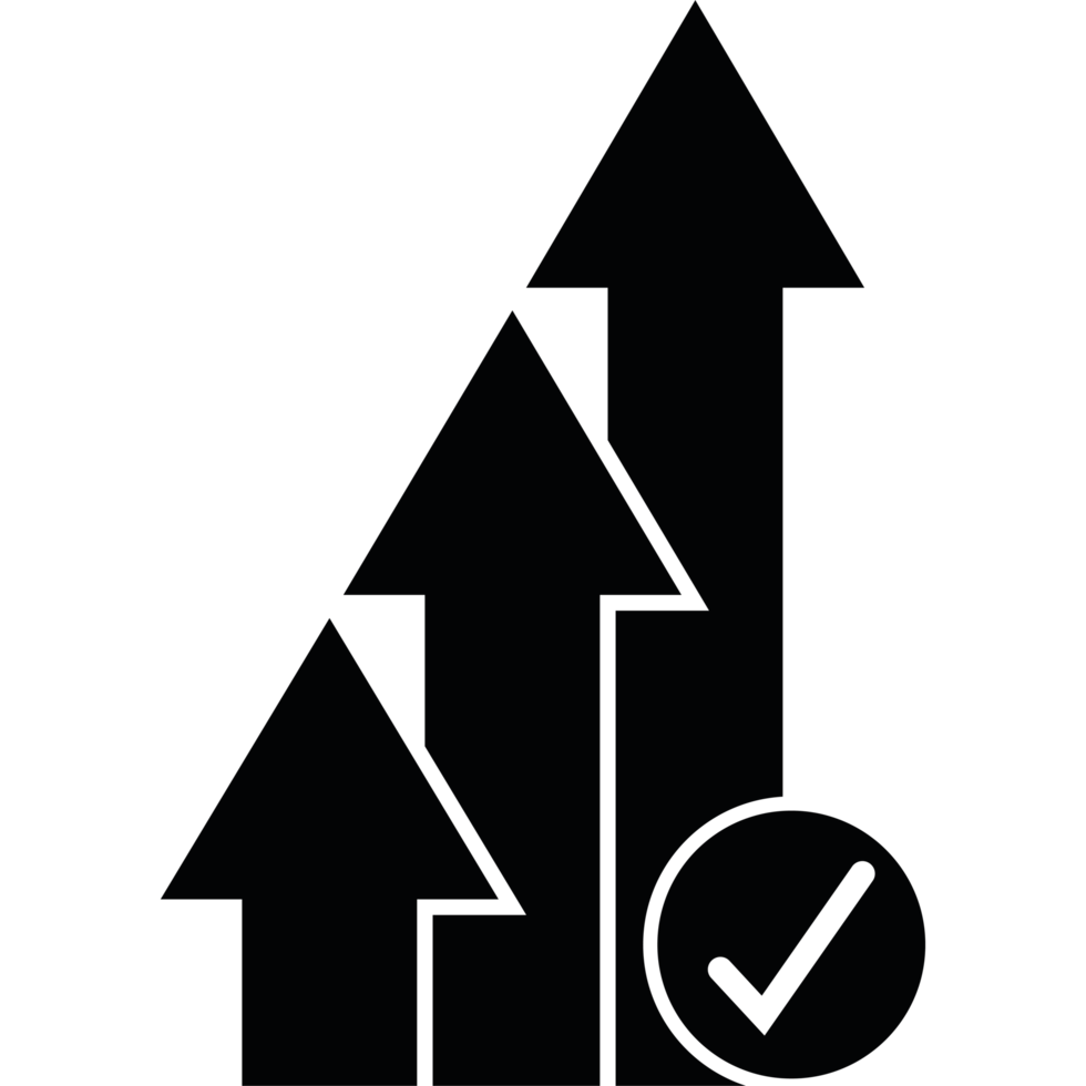 An arrow pointing up with a check mark png