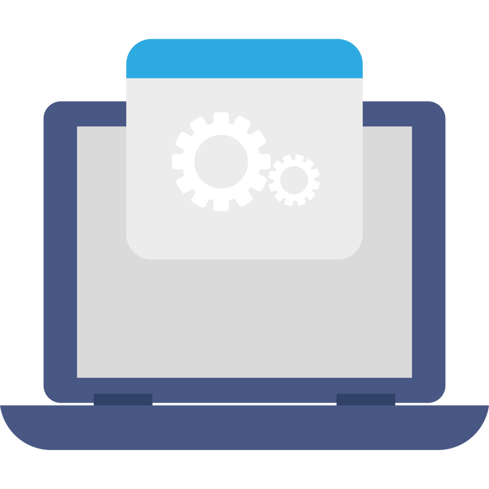 A laptop with gears on the screen png