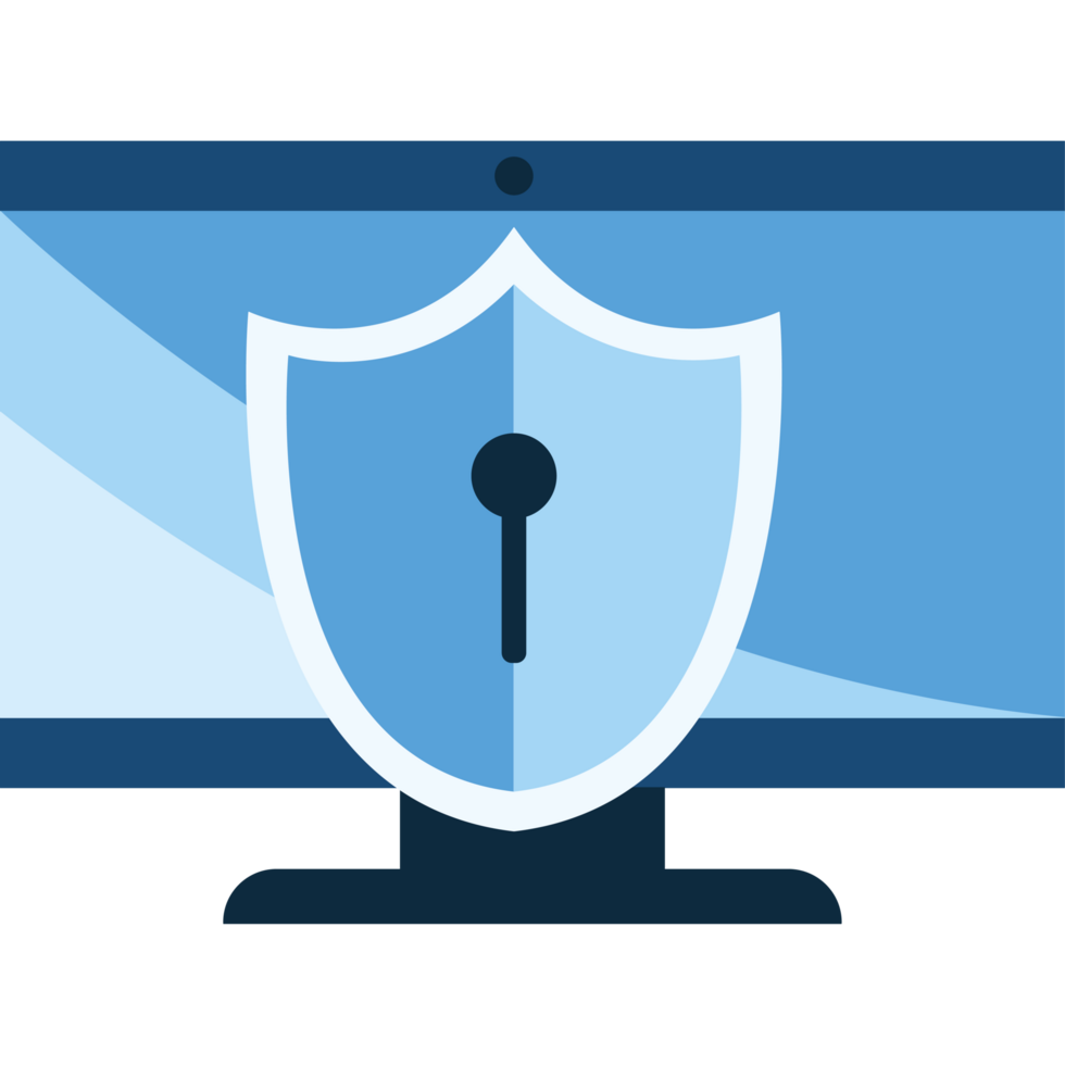A computer screen with a shield on it png