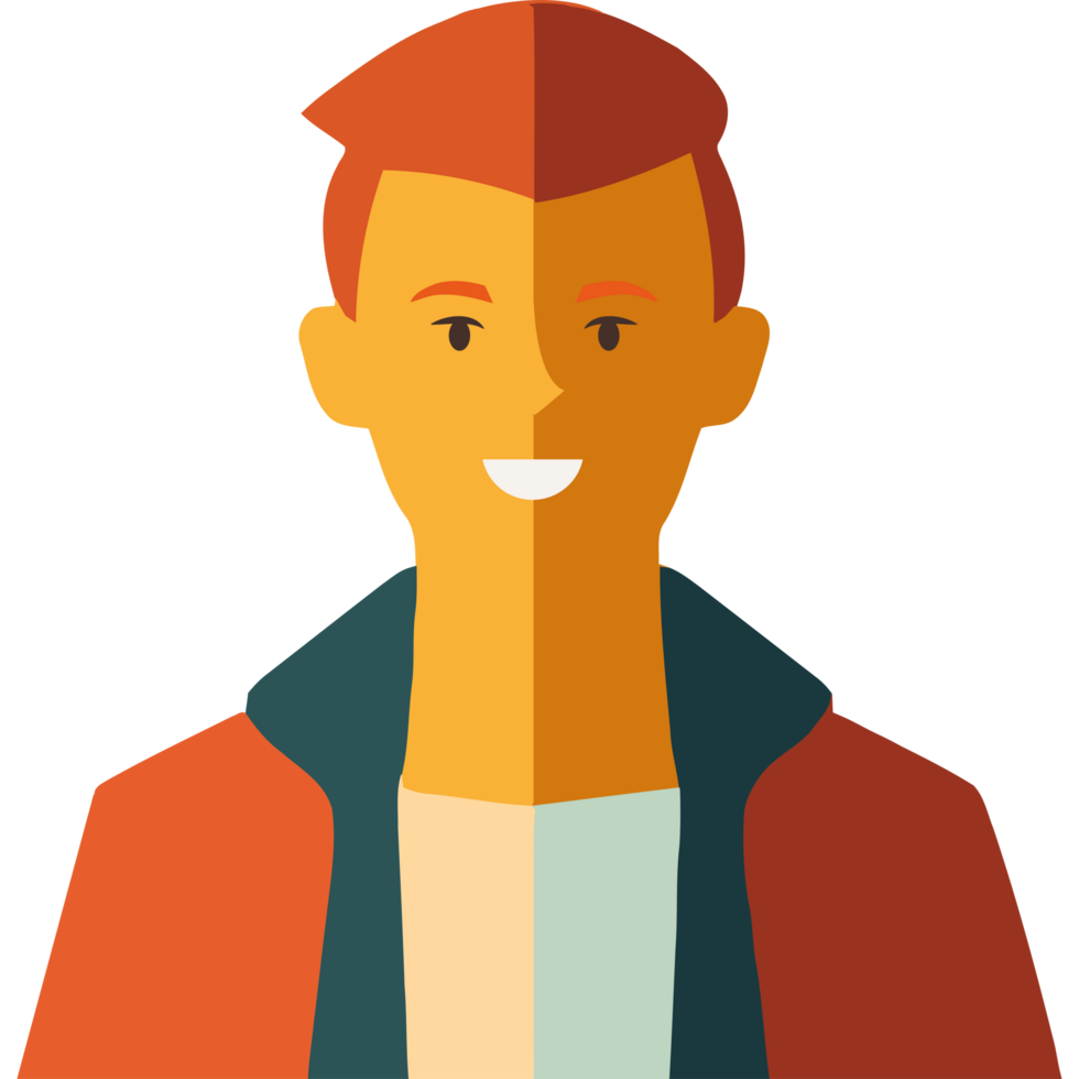 A man with a red hair and orange shirt png