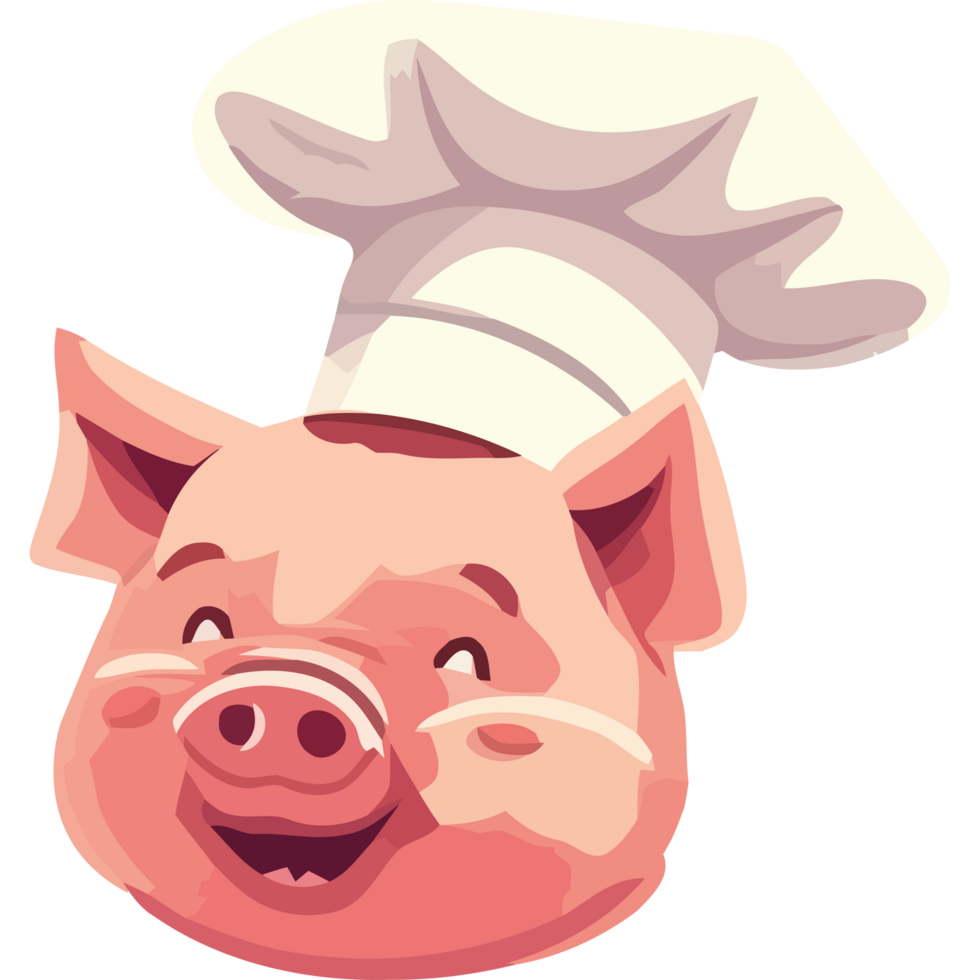 A cartoon pig wearing a chef hat png