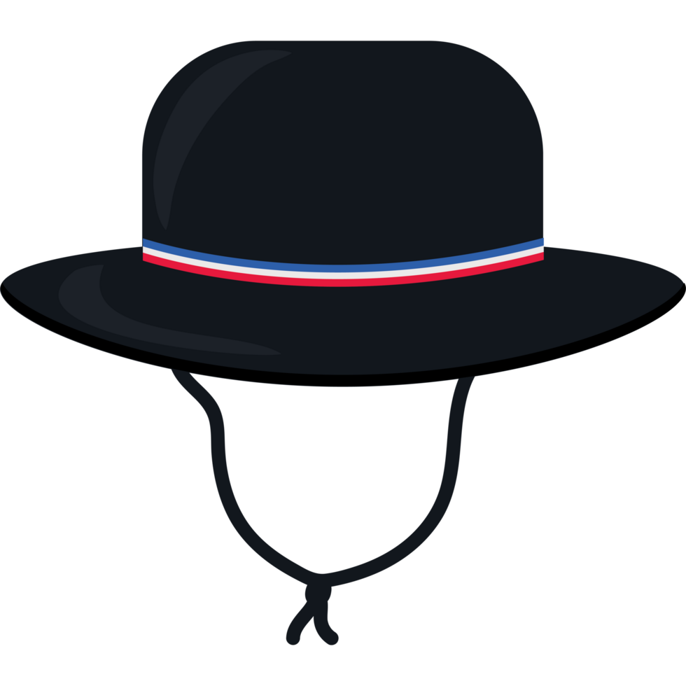 A black hat with a red, white and blue stripe png