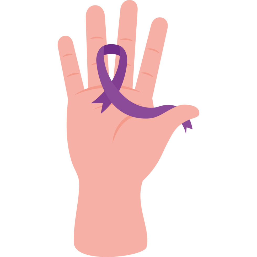 A hand with a purple ribbon on it png