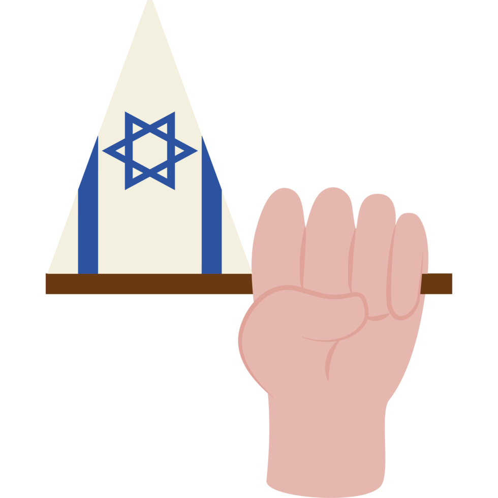Israel flag and hand holding a flag png