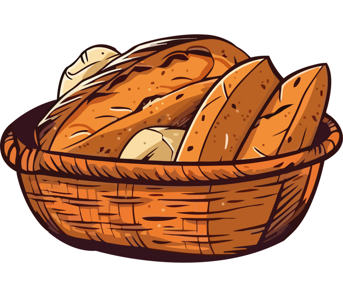 Bread in a basket illustration png
