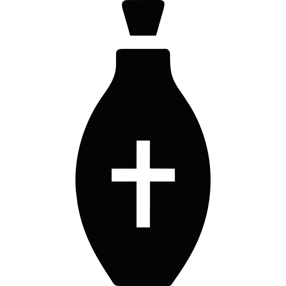 A black and white image of a cross on a bottle png