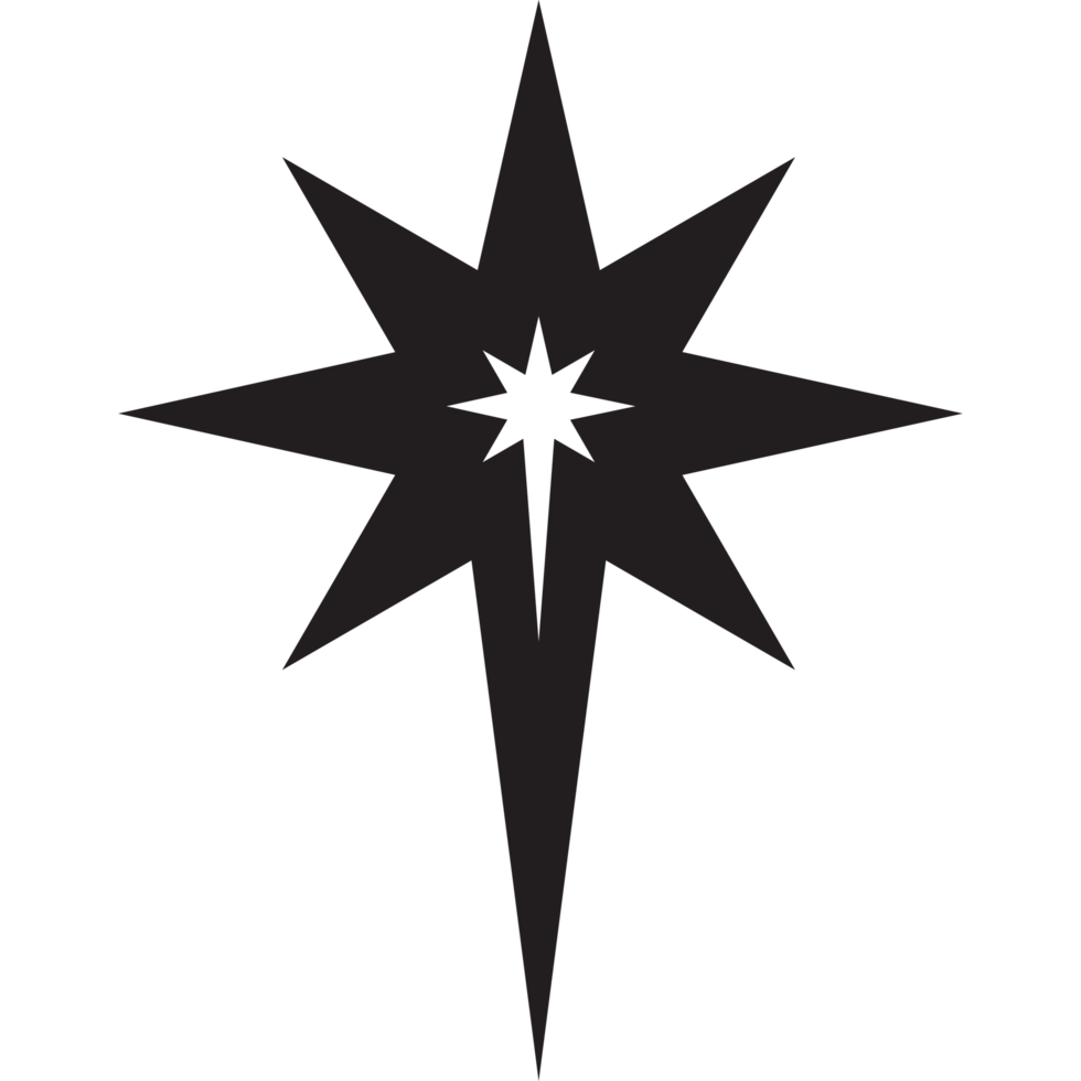 A black star with a star in the center png