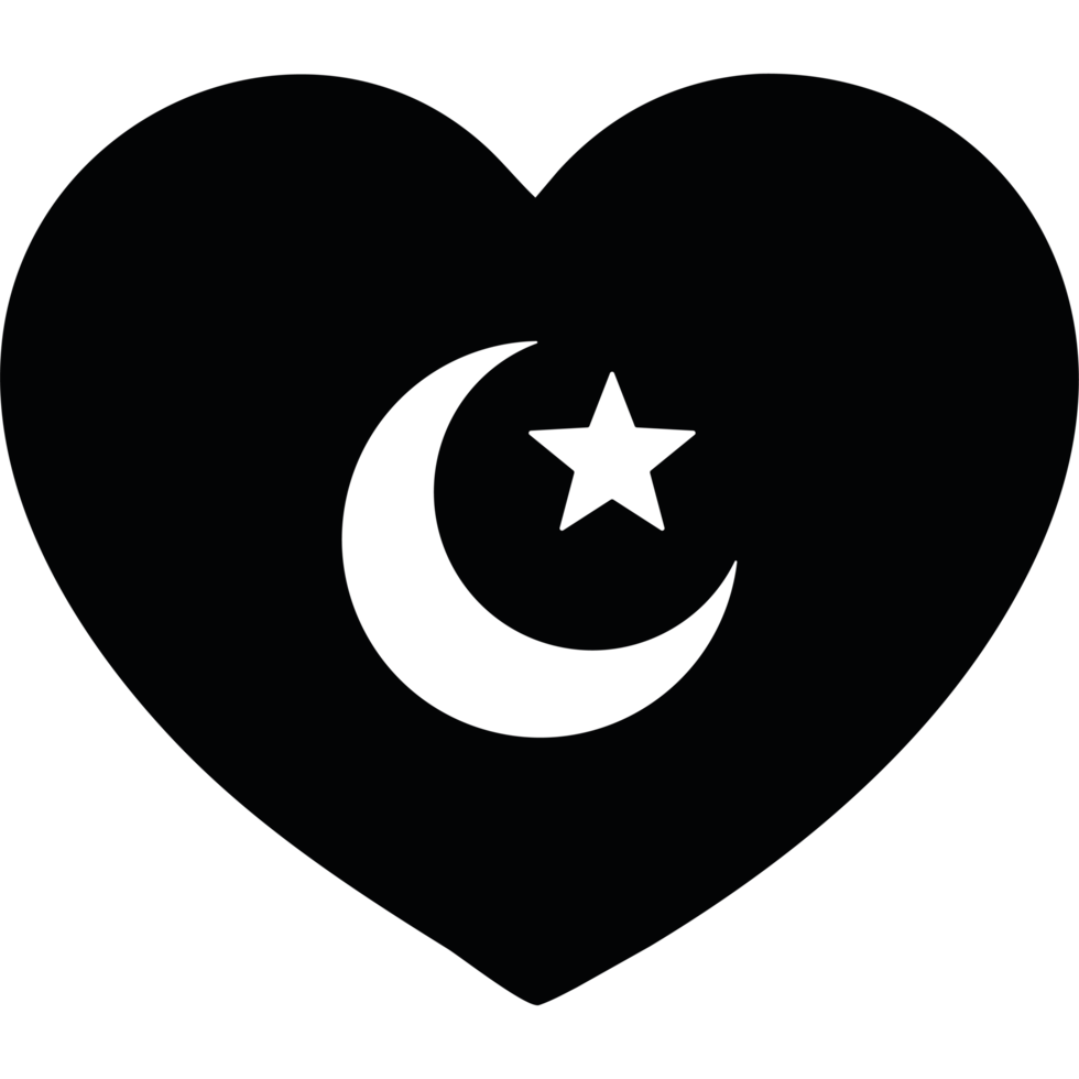 Heart with crescent and star png