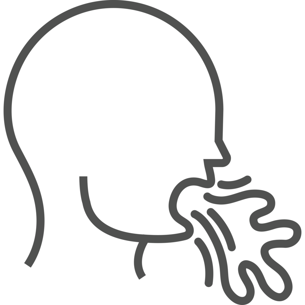 A black and white illustration of a person's head with a mouth open png