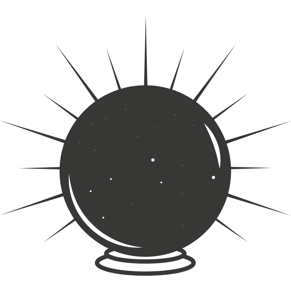 A black and white illustration of a crystal ball png
