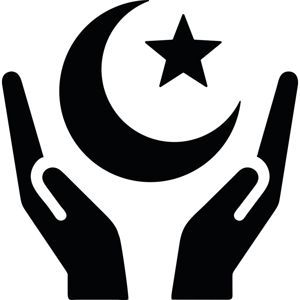 The hands of a crescent and star are shown png