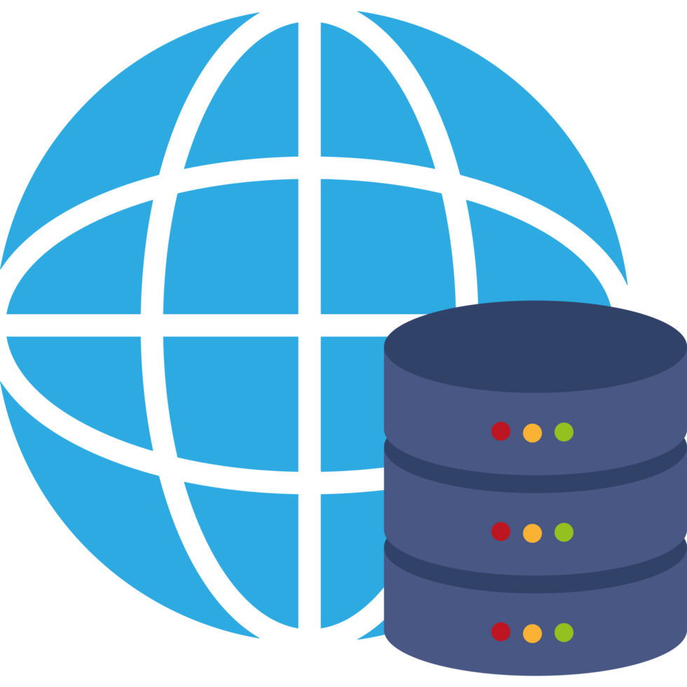 A blue server with a globe on top png