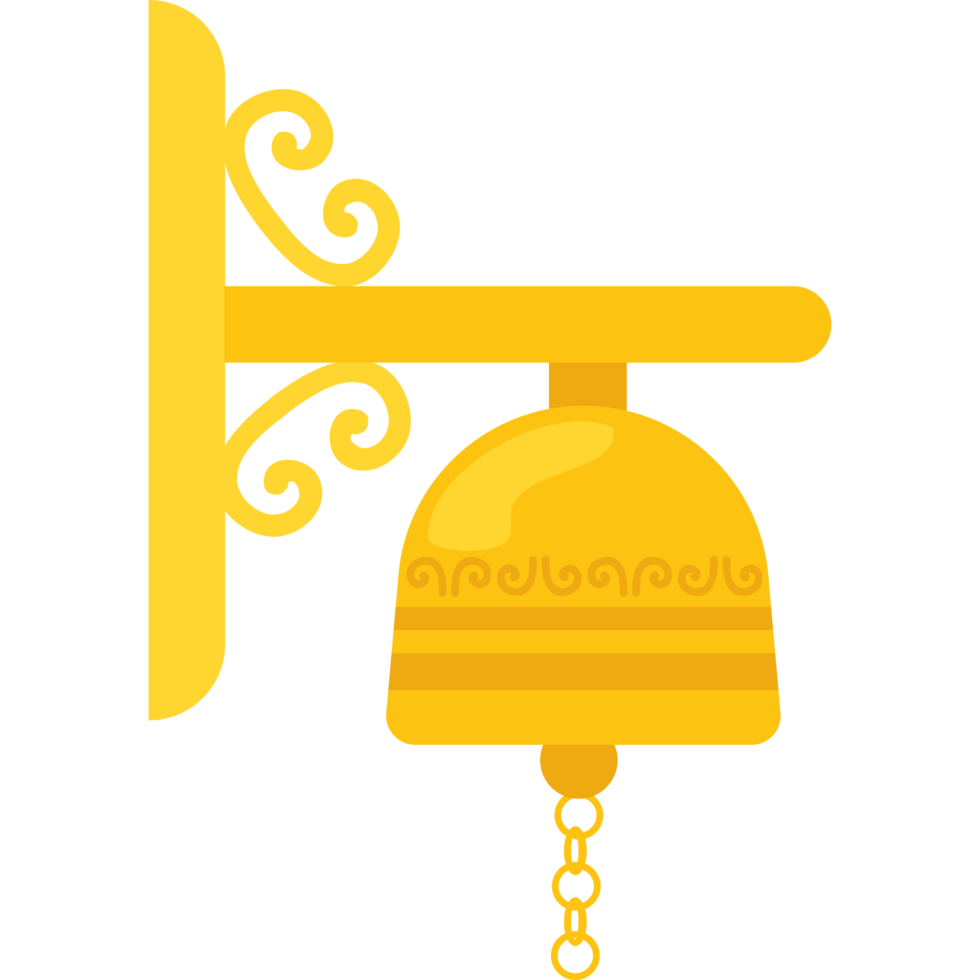 A golden bell hanging from a chain png
