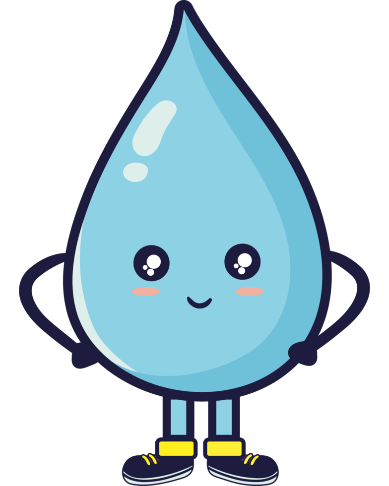 A cartoon water drop with legs and arms png
