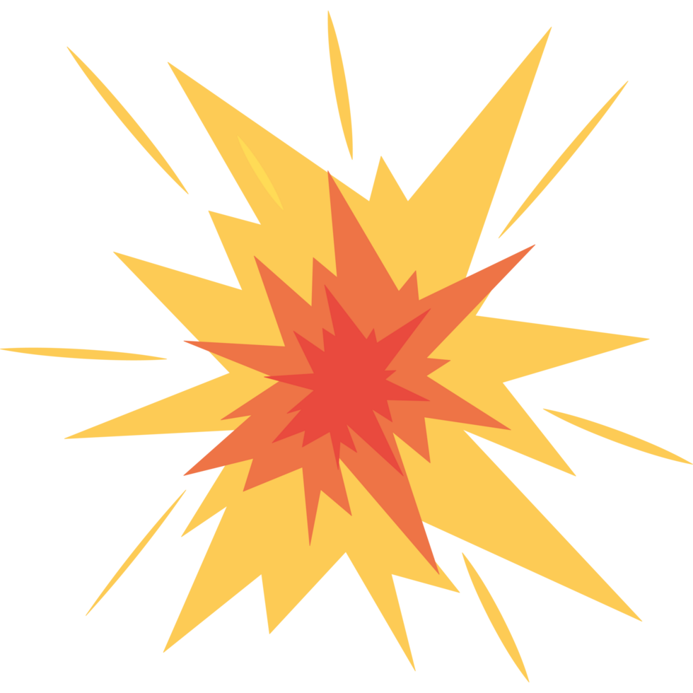 A cartoon explosion with a yellow and red star png