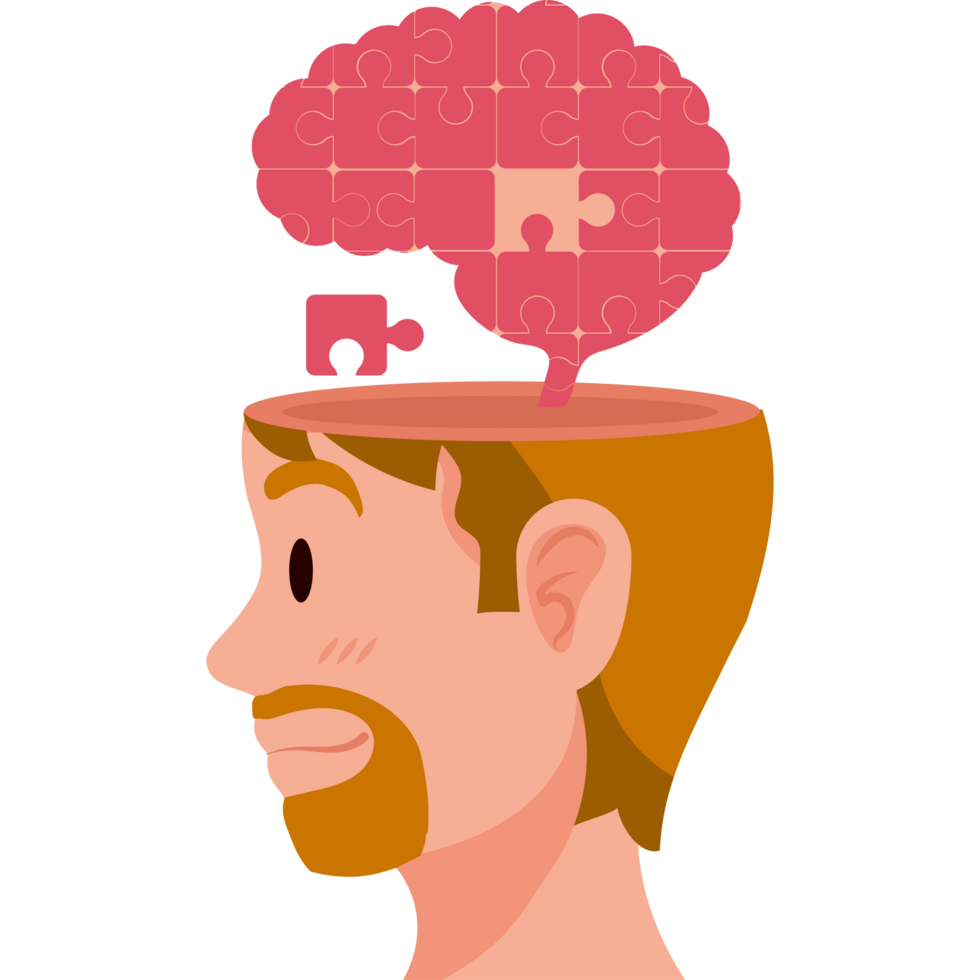 A man with a brain puzzle in his head png