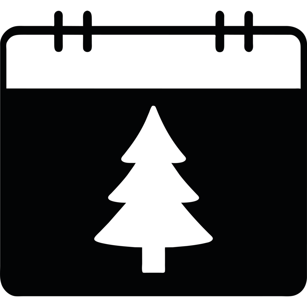 A black calendar with a tree on it png