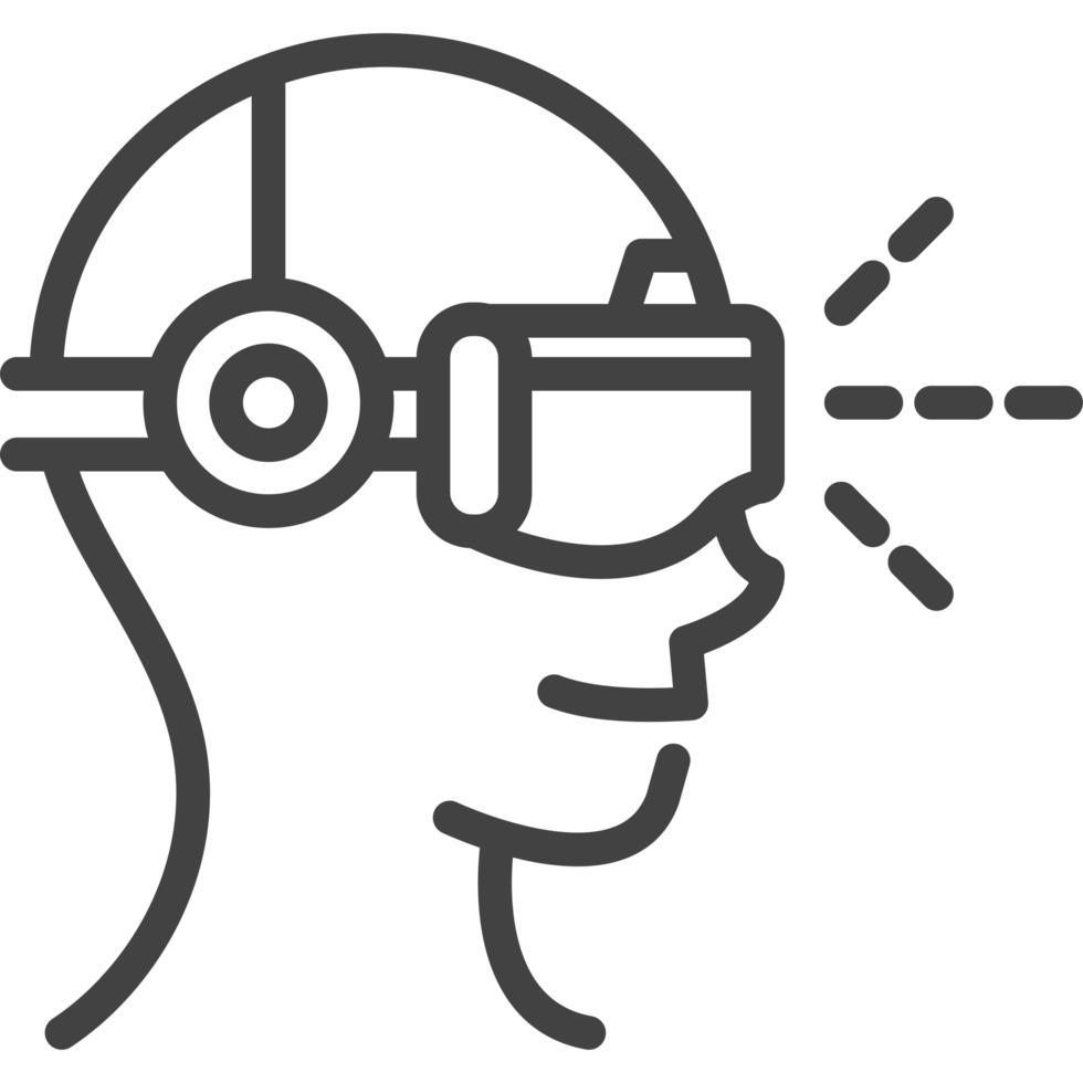 A black and white illustration of a man wearing a virtual reality headset png