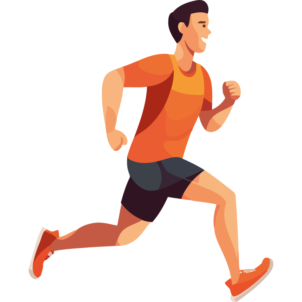 A man is running in an orange shirt png