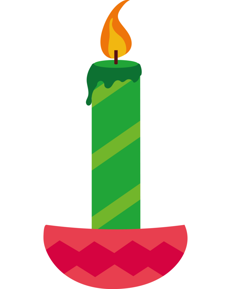 A green candle with a red and green flame png