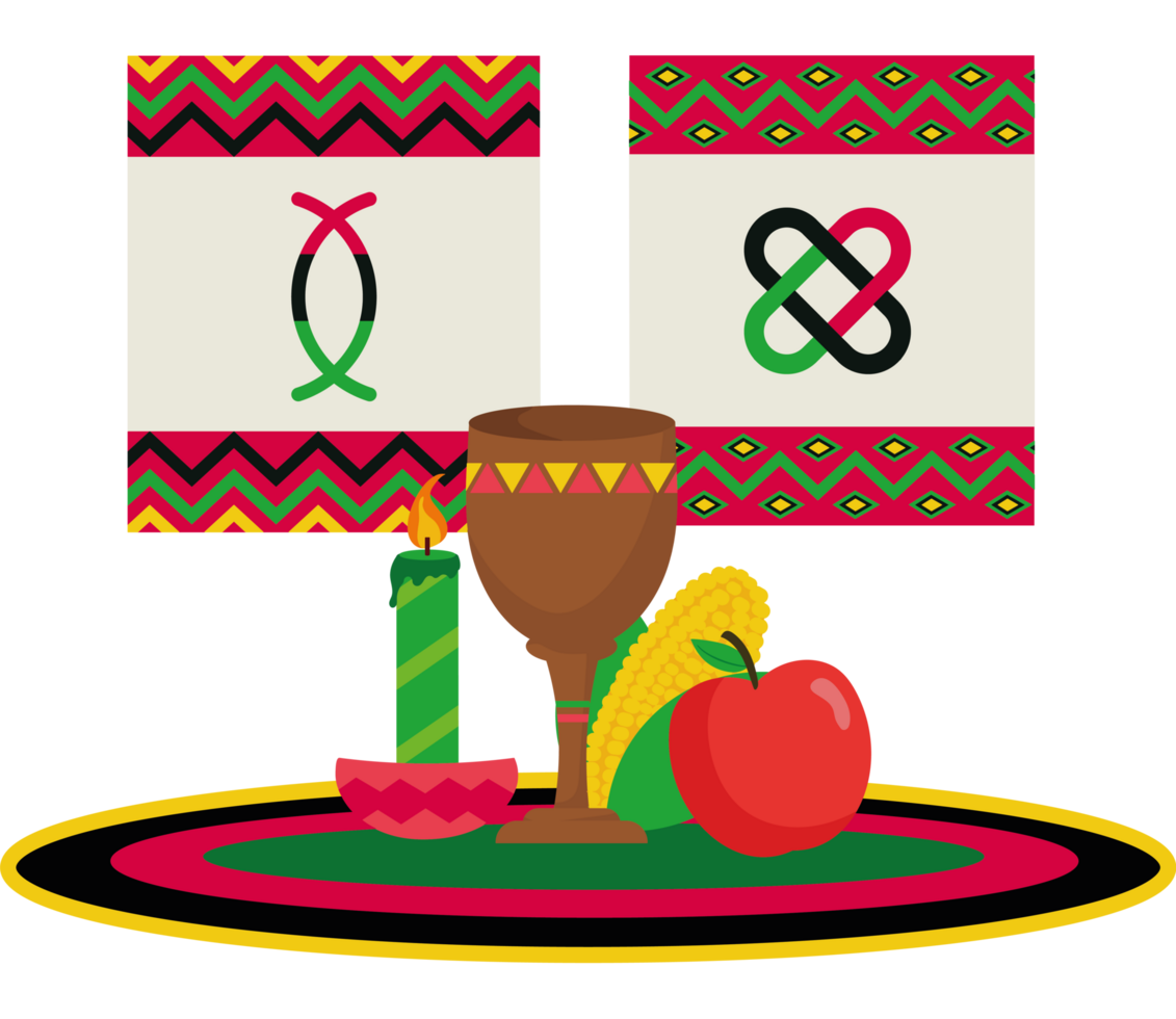 A table with two different colored flags and a cup png