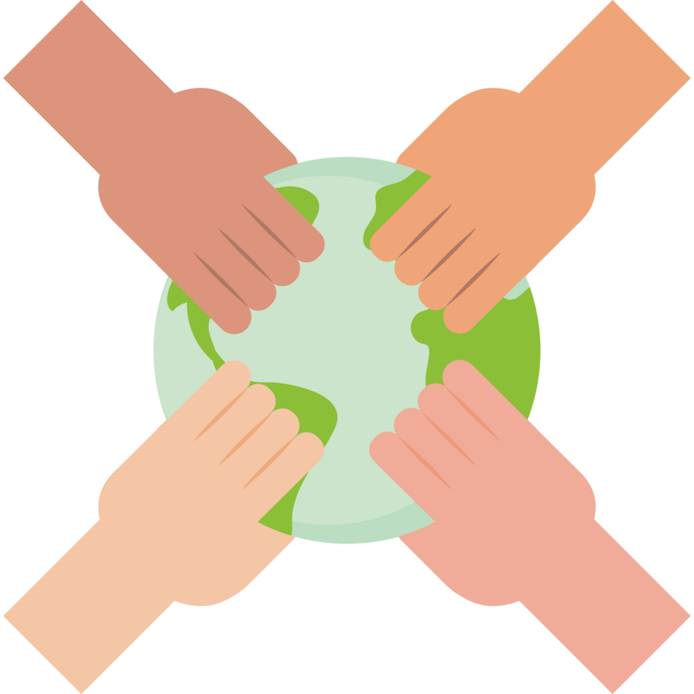 Hands holding the earth together png