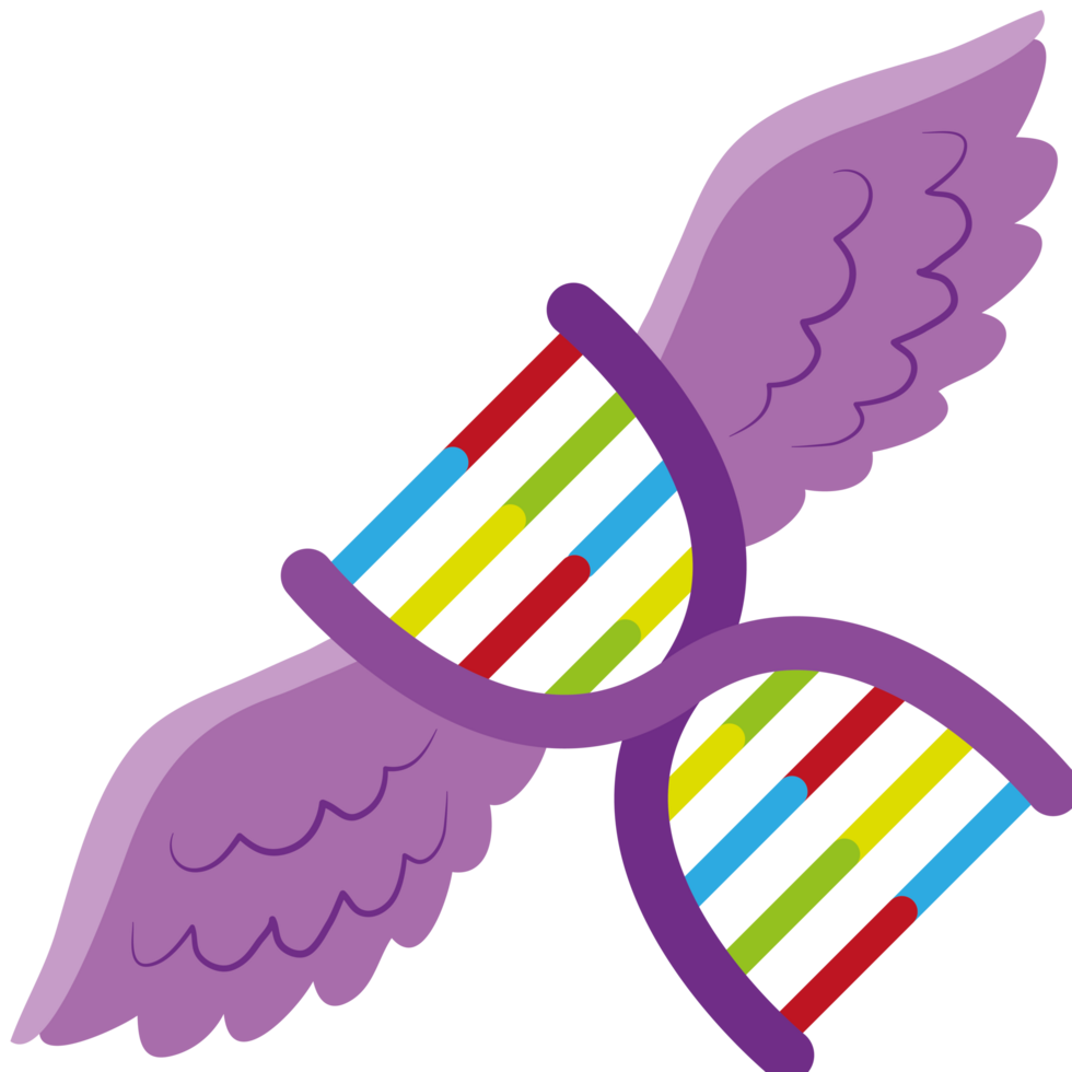 A purple dna strand with wings png