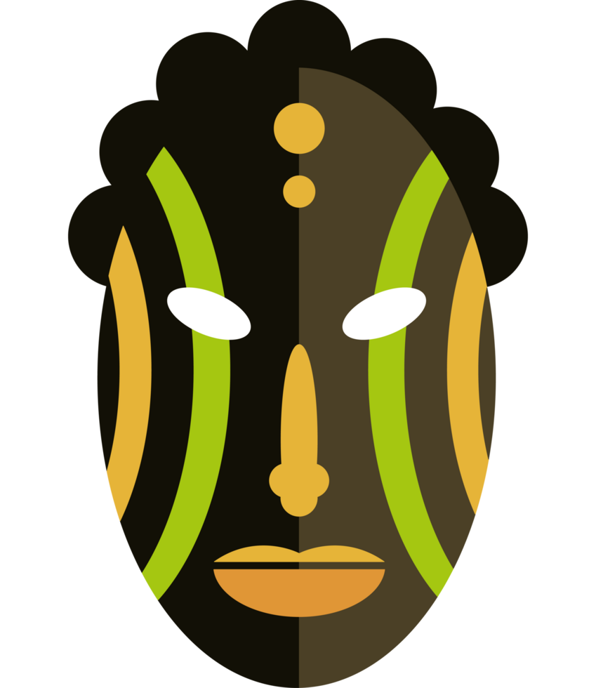 A black and yellow mask with green stripes png