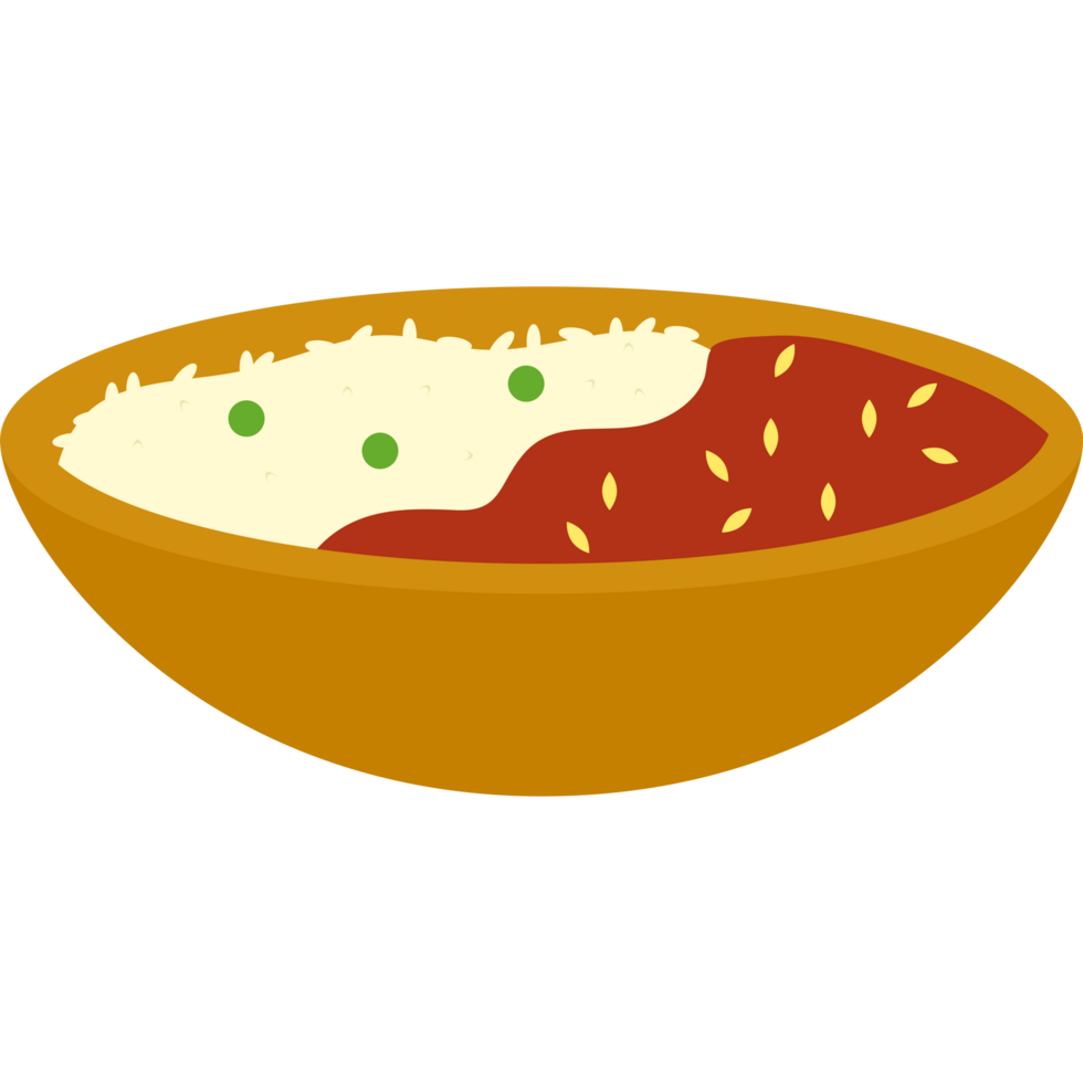 A bowl of rice and beans with a spoon png