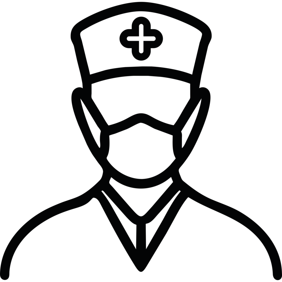 A black and white silhouette of a man in a medical mask png