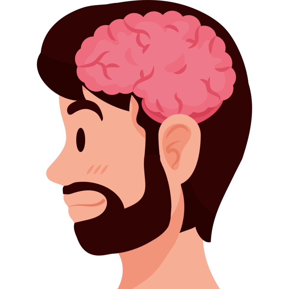 A man with a beard and a pink brain png