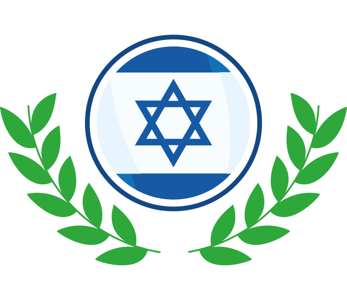 The israel flag badge with laurel wreath png