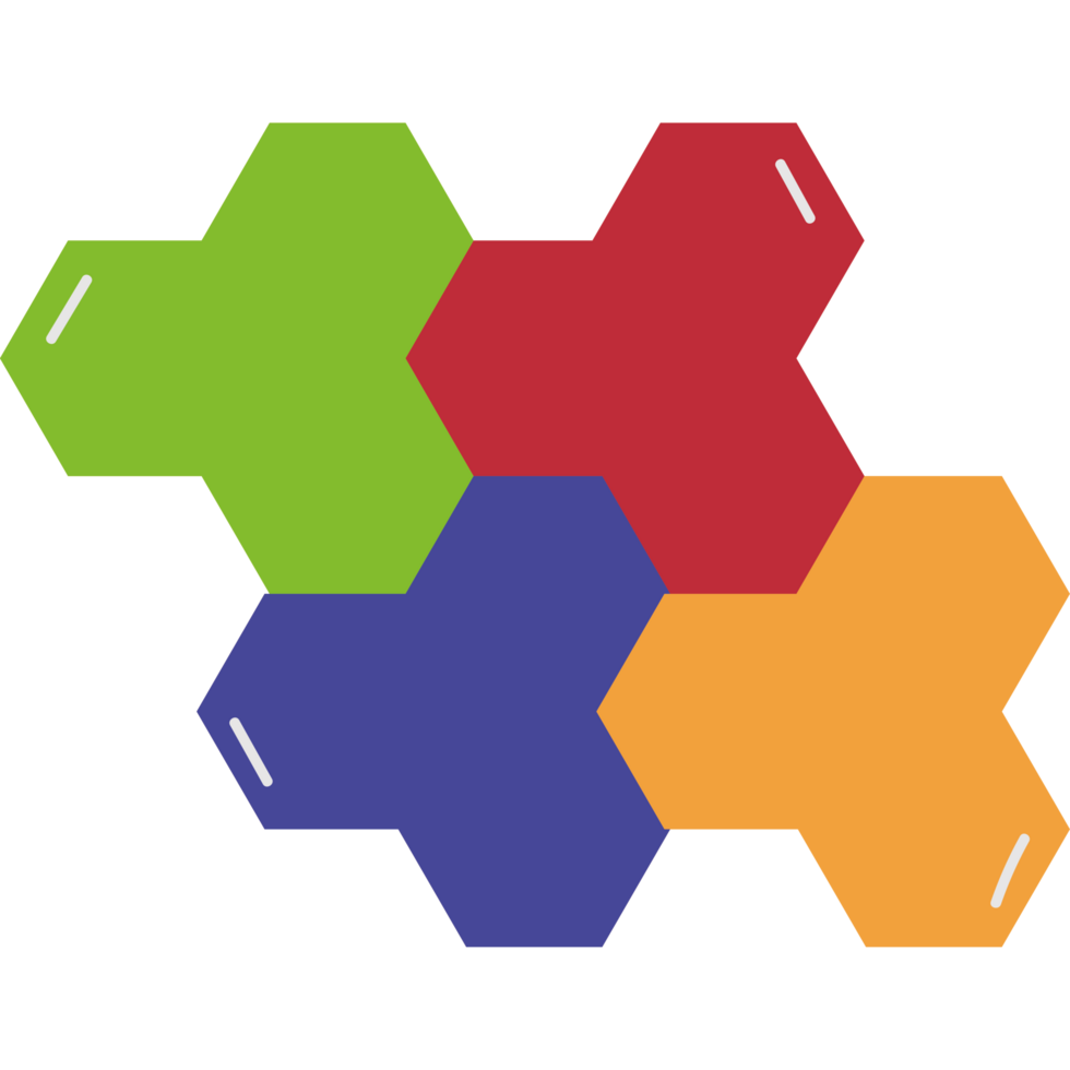 A hexagon with four different colors png