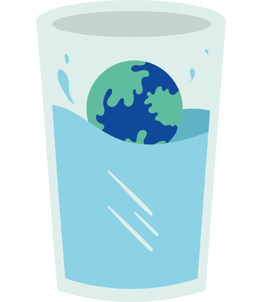 A glass with a globe in it and water png