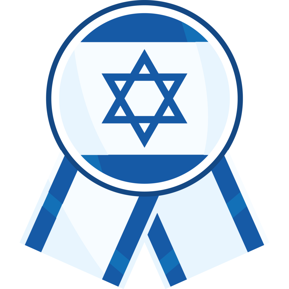 The israeli flag badge with a ribbon png