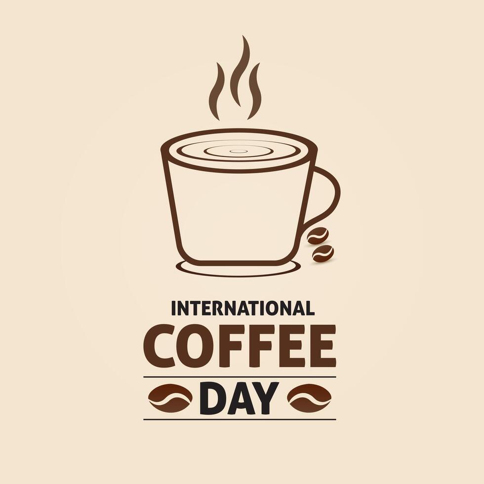 International Coffee Day. Holiday concept. Banner poster, flyer and background design template with coffee beans and mug. illustration. vector