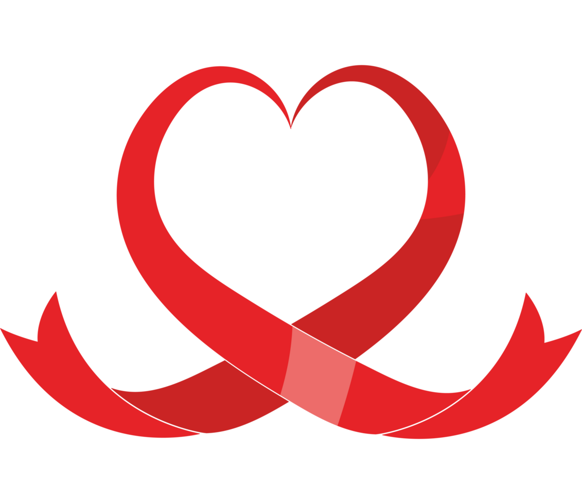 Red ribbon heart clipart png