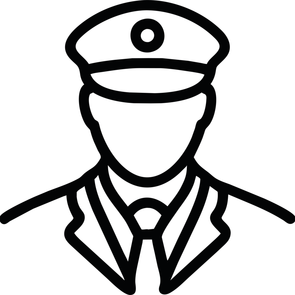 A black and white silhouette of a man in a uniform png