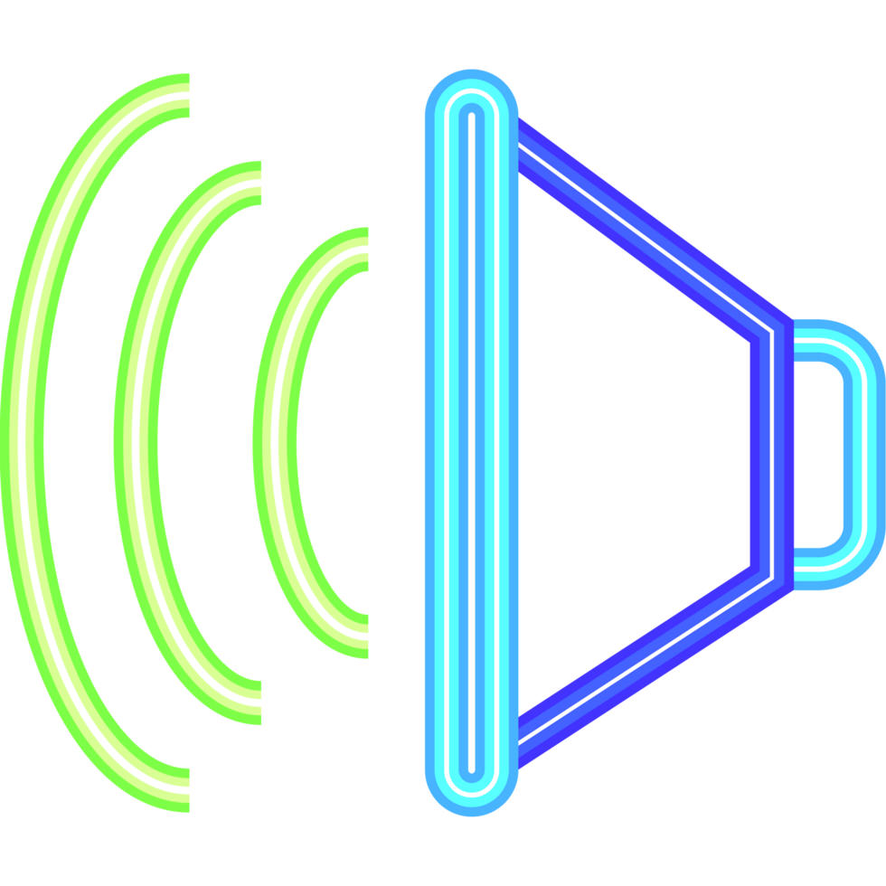 A neon speaker with a green and blue light png